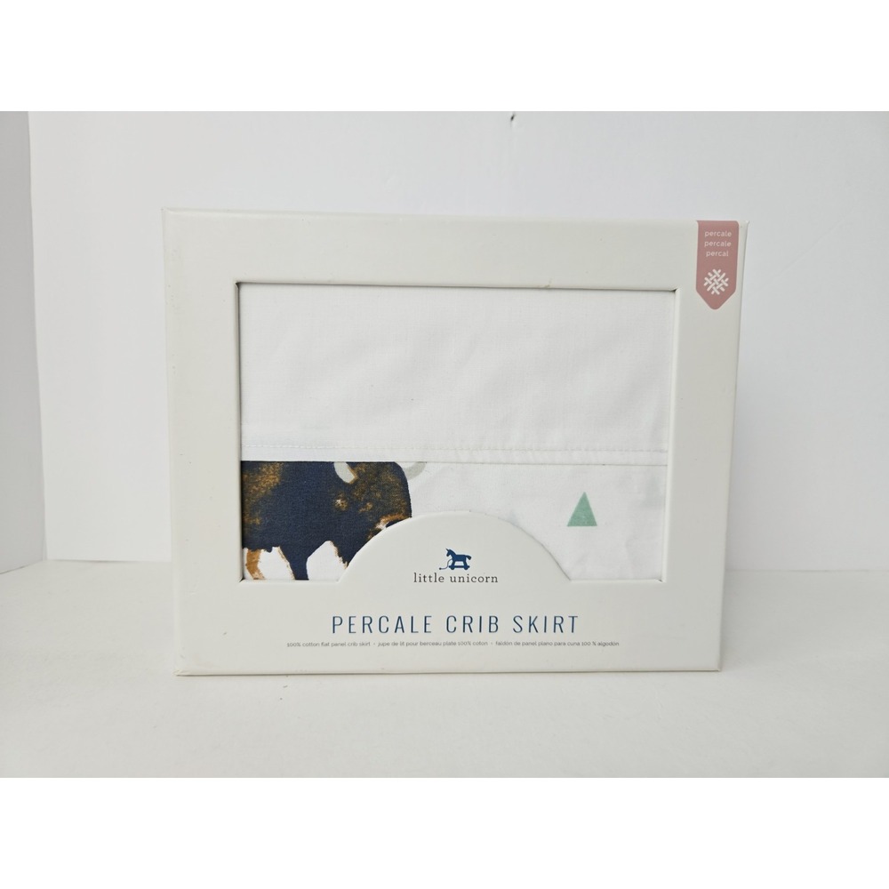 Little Unicorn Percale Crib Skirt 100% Cotton Buffalo Design NEW